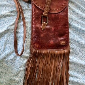 BED/STU bag.Brown Leather Fringe Crossbody Bag